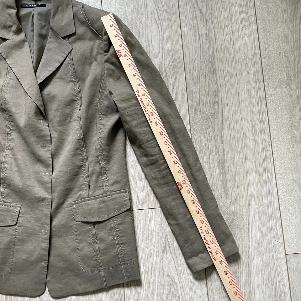 Blazer Chaqueta Elie Tahari Bolsillos con Solapa Muesca Mangas Largas Tostado Talla 10 Foto 4 de 4