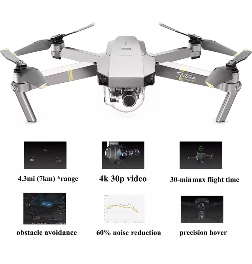 DJI Mavic Pro Platinum Drone, Hard Case & Dji Goggles Racing Edition