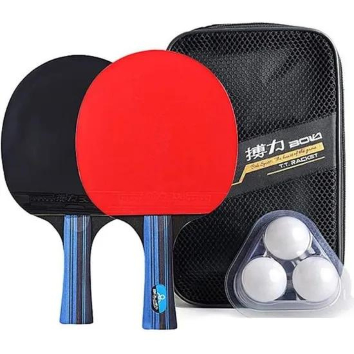 Raquette ping pong avec 3 balles et sac de rangement pour entraînement