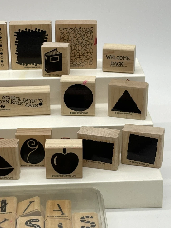 Lote De Colección De 52 Stampin Up! Estampillas de goma de madera retiradas con temática escolar 93’-03’ Foto 4 de 4