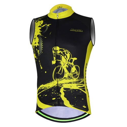 Men's Bike Clothes Yellow Sleeveless Cycling Jersey Vest (Bib) Shorts Kit S-5XL - Picture 4 of 14