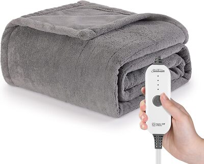 Sunbeam Heated Throw Blanket | Microplush, 3 Heat Settings, Sand - TSM8TS-R78...