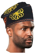 Black Embroidered African Velvet Hat