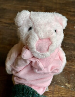 Vintage Puppet Heunec Hand Puppet Plush Pink Pig Play Pretend Germany