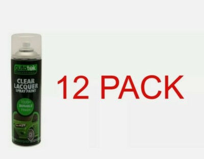 12 x AUTOTEK Clear Lacquer 500ML Spray Paint Gloss HIGH COVERAGE   CLEAR LACQUER