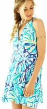 Lilly Pulitzer Achelle Pool Blue Stay Cool Print Flowy Swing Dress S