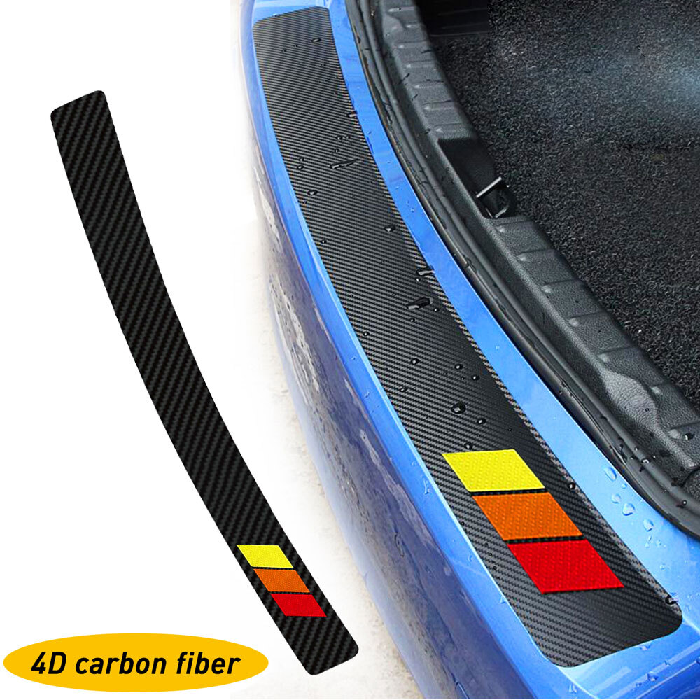 Tri-color Car Rear Bumper Guard Trunk Protector Trim Sill Plate Cover Black Pad