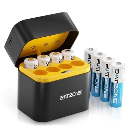 Rechargeable aa Batteries Lithium 8 Pack with Fast Charger,1.5V Charger+8 Pack-image
