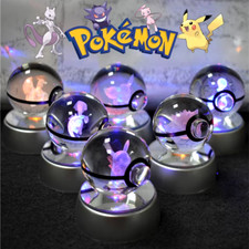Pokemon 3D Sfera di cristallo Pikachu Gengar Mew Mewtwo. Pokeball 3D POKEMON.