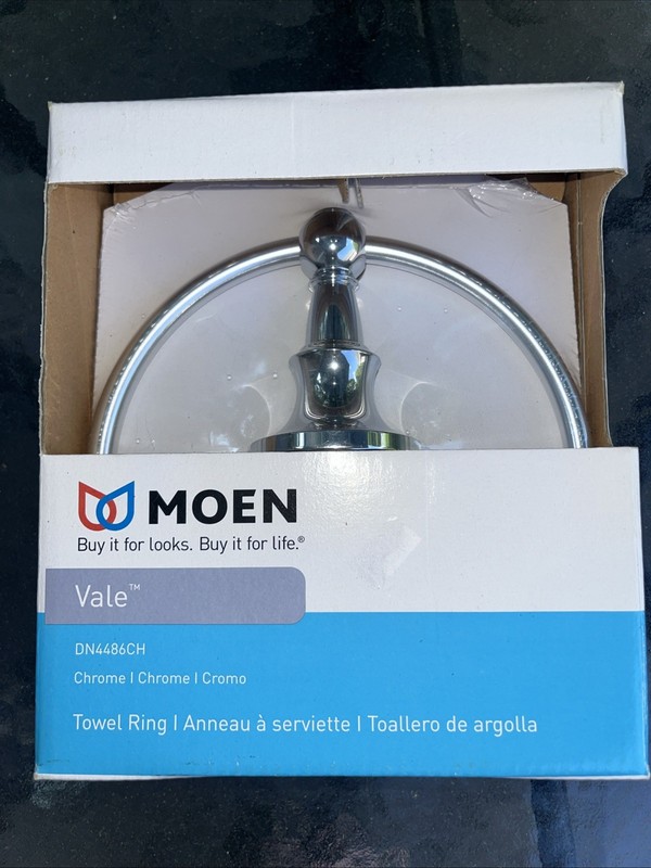 MOEN Chrome Vale Towel Ring NEW