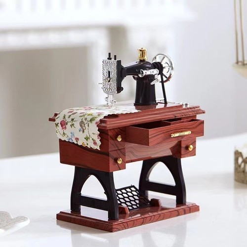Vintage Mini Sewing Machine Replica Music Box Novelty Desk Decor - Gift for Mom - Picture 7 of 7