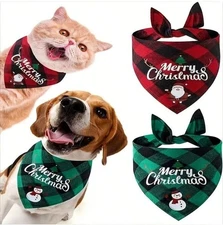 Christmas Xmas Father Snowman Dog Pet Bandana Slip on Collar Style Neckerchief