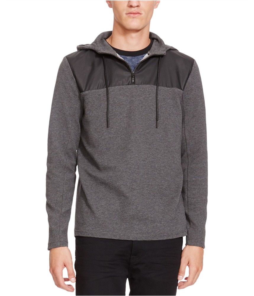 Kenneth Cole Mens Mixed-Media 14 Zip Hoodie Sweatshirt Grey Large 6990₽
