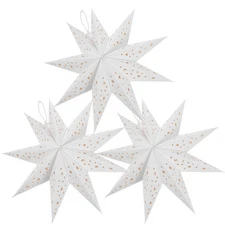 3Pcs Christmas Paper Star Lantern 9-Pointed Hollow Out Stars Lampshade for Xm...