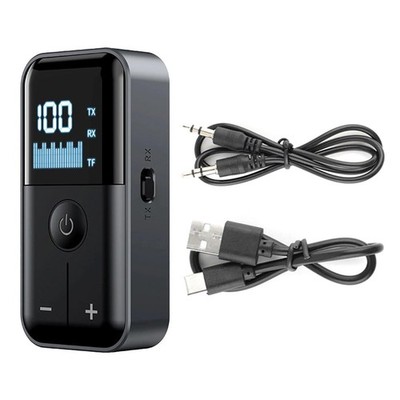 Bluetooth 5.4 Transmitter and Receiver with Battery Indicator 3.5mm Aux Adapter