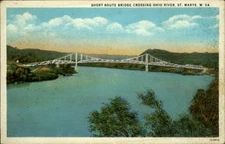 Short Route Bridge St Marys West Virginia vintage postcard c383