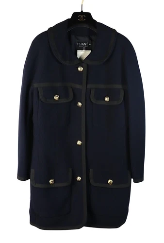 Giacca lunga vintage 1996 Chanel classica lana marina