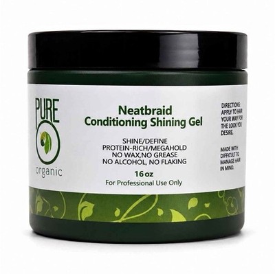 Pure Organic Neatbraid Conditioning Shining Hair Gel 16 oz Mega Hold, No Flake