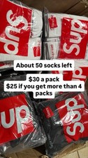 Supreme x Hanes Logo Crew Socks 4-Pair Pack One Size Cotton Cushioned