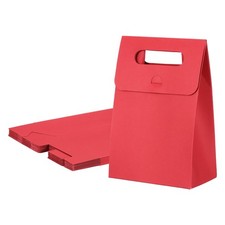 12Pcs Kraft Paper Bags 3.1x5.3x7.5 Inch Stand Up Gift Bag with Handles Red