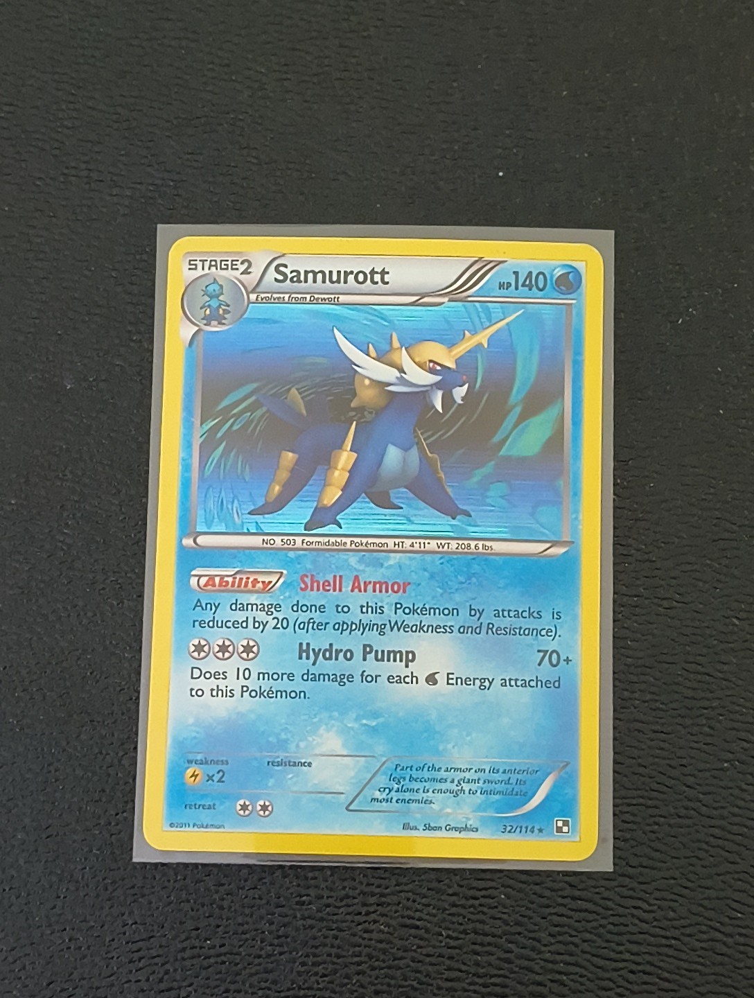 Samurott - 32/114 - Pokemon Black and White Holo Rare Card LP