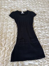 Vintage Y2k Black Knit Mini Dress Bella Swan Short Sleeve Whimsygoth Sz S 