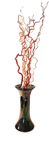 Blenko Art Glass Floor Vase 16" Applied Spirals Label 1982-1999 Emerald Green NR