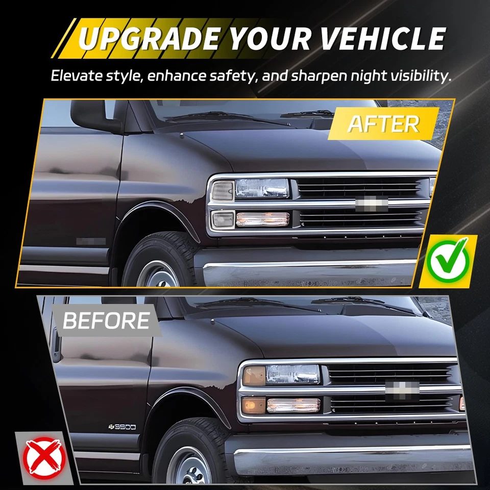 Luces de señalización laterales delanteras con lente transparente de 4 piezas para camioneta Chevry Express 1996-2002 Foto 2 de 4