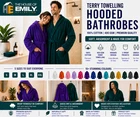 Terry Towelling Hooded Bath robe Dressing Gown Turkish Cotton with Hood Bathrobe