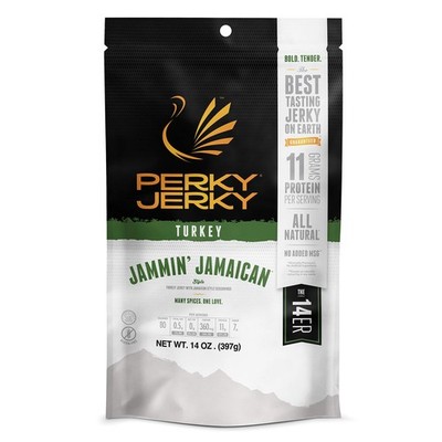 Perky Jerky Jamaican Turkey Jerky 14oz Low Sodium High Protein Snack