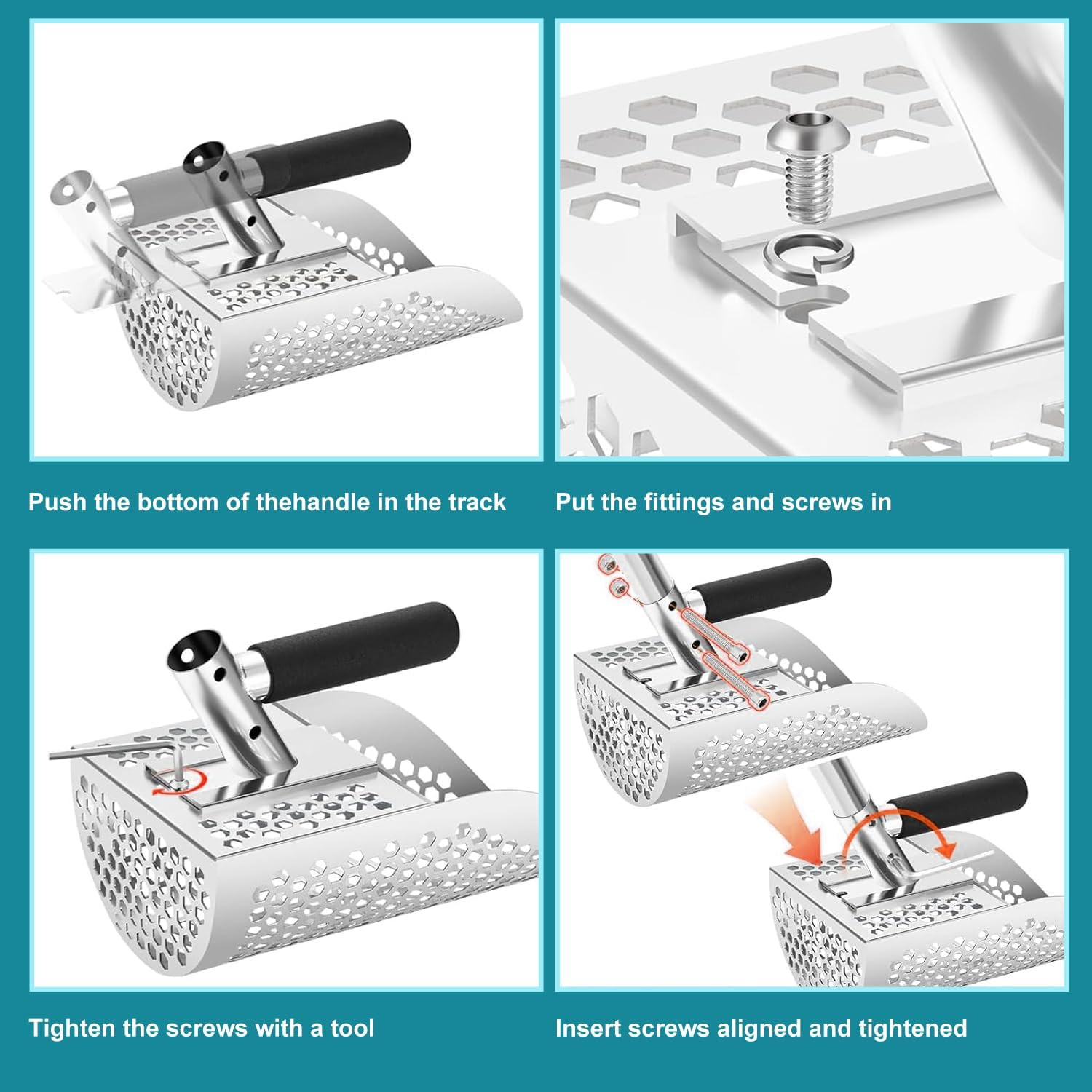 Long Handle Sand Scoop Metal Detecting Shovel Adjustable Stainless Steel Beach