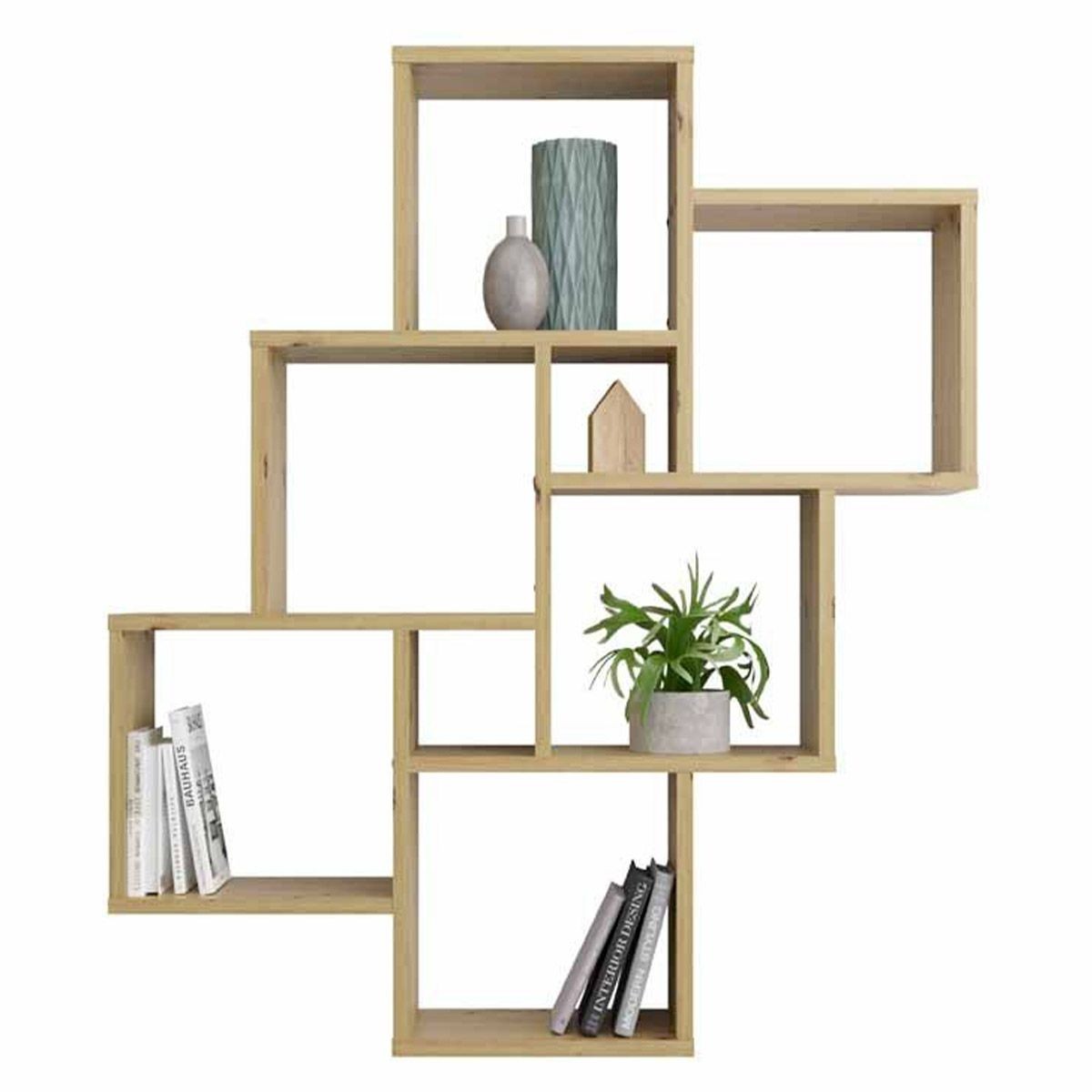 Étagère murale design Riolo 94cm finition bois chêne clair