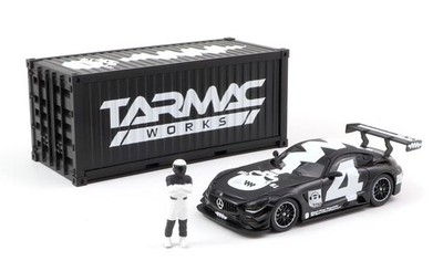 TARMAC, MERCEDES AMG GT3 #4 2018 mit Container und Schwarzweißfigur, 1/64, T6...