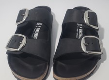 Birkenstock Arizona Women's Big Buckle Oiled Leather Slides - Black, 8-8.5 SALE 