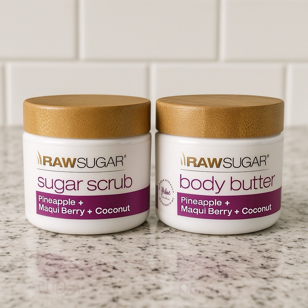 Raw Sugar Sugar Scrub & Body Butter Pineapple Maqui Berry Coconut Set 2oz Each