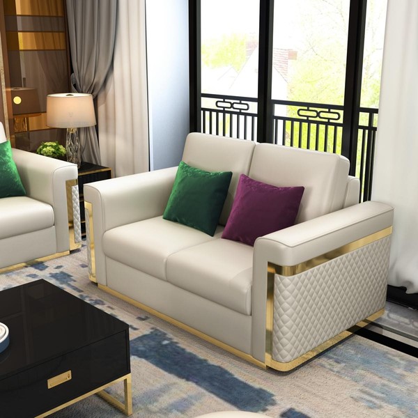Sofa Couch Polster 2 Sitzer Sofas Couchen Sitz Garnituren Design Club Kunstleder-image