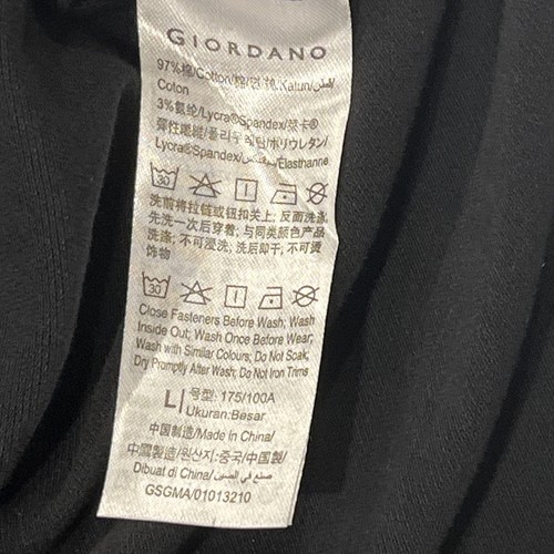 Giordano Mens #8 Polo Slim Fit Shirt Large Black Napoleon Embroidered Short Slv - Picture 8 of 9