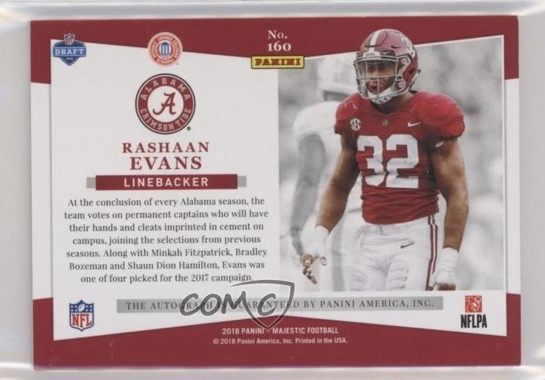 2018 Panini Majestic Signatures Holo Silver /25 Rashaan Evans Rookie Auto RC - Image 2 of 2
