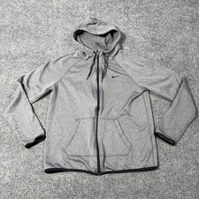 Nike Therma-FIT Hoodie Womens Medium Gray Full Zip Fleece Sweatshirt Logo