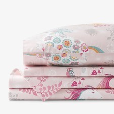 Company Kids Fancy Unicorns Organic Cotton Percale Sheet Set Queen