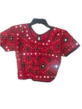 Handmade Indian Traditional Party Lehenga Choli Dupatta Beaded Mirrored Crop Top
