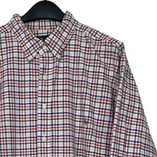 Polo Ralph Lauren Mens 2XB Big Tall Cotton Plaid Button Down Shirt Blue Red