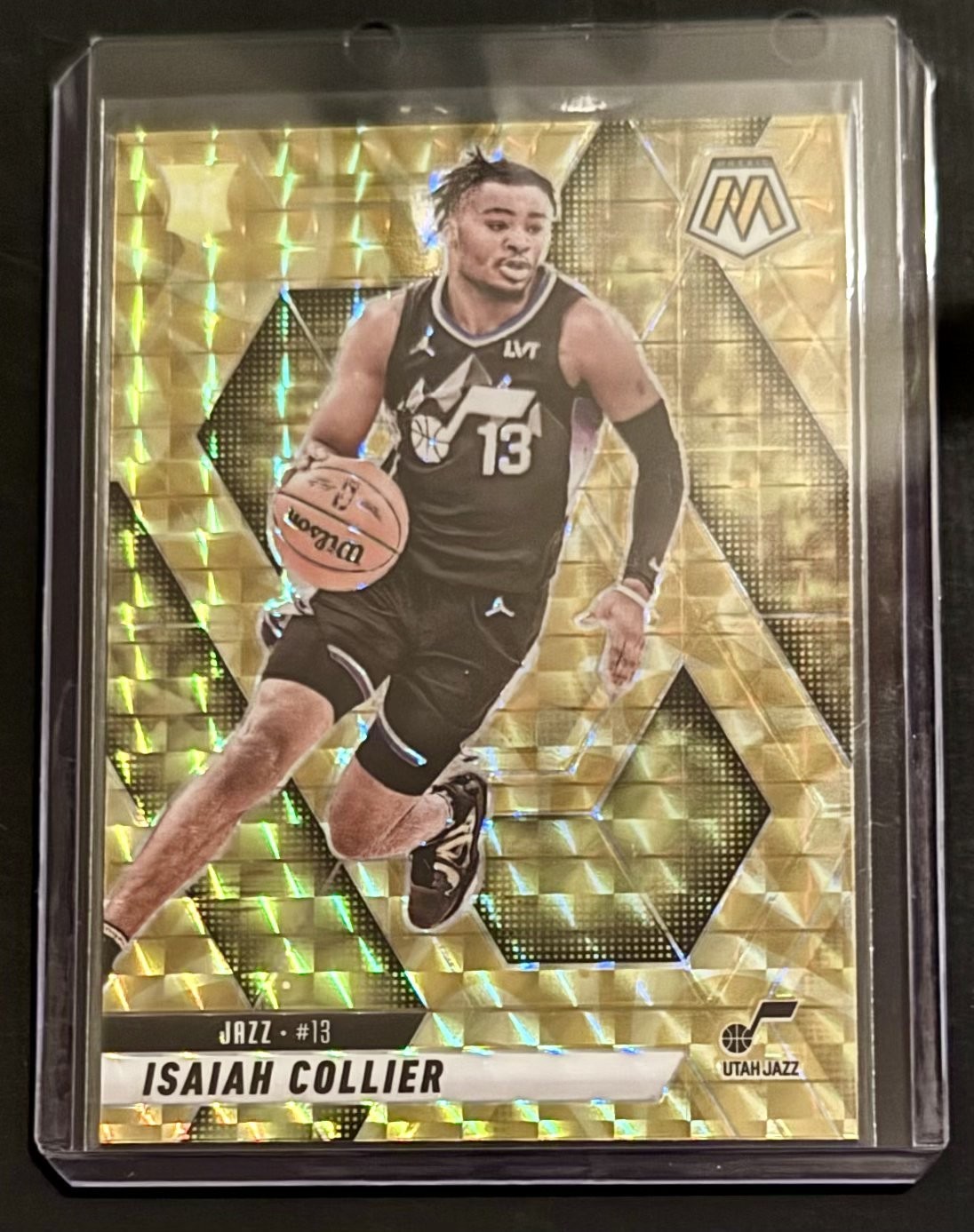 2024-25 Panini Mosaic - Rookies Isaiah Collier #222 Reactive Yellow Mosaic Prizm