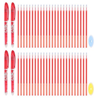 4Pcs Erasable Gel Pens with 50 Refills & 2 Erasers, 0.5mm Red Ink