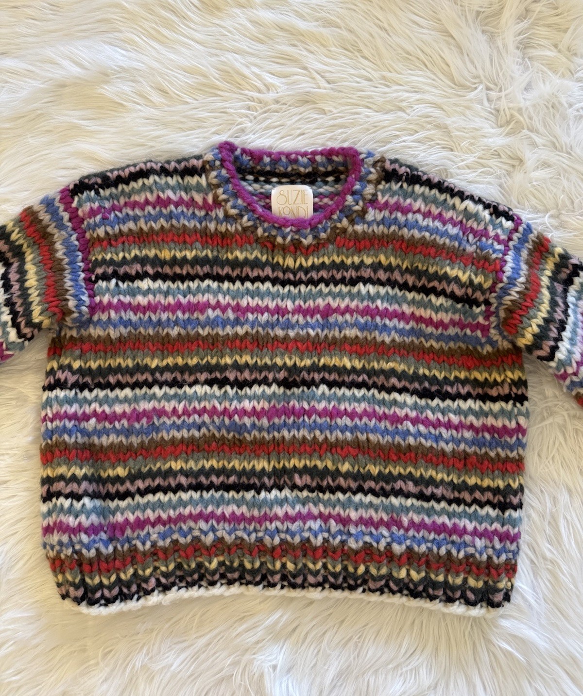 Suzie Kondi The Jooshi Sweater Cashmere Hand Knit Striped Multi Medium image 2