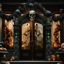 3 Pcs Halloween Cemetery Archway Halloween Skull Cemetery Banners