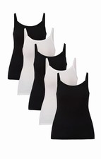 NEW No Boundaries Womens L Rib Cami Tank Top 5-Pack  White Black