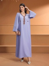 Turkey Women Long Dress Abaya Muslim Dubai Sequin Kaftan Evening Maxi Robe Party