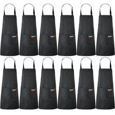 12 Pcs Cotton Aprons for Women Men with Pockets Soft Adjustable Bib Stripe Ap...
