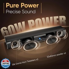 Saiyin Sound Bar for Smart TV, 60W Bluetooth 5.3 Soundbar with Dual Bass Driv...